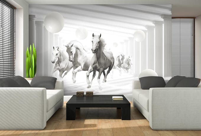 Horses White Spheres Photo Wallcovering