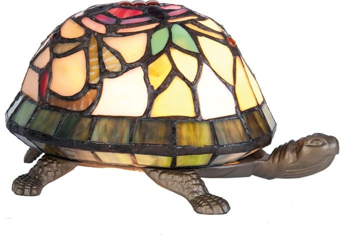 Lumilamp Tiffany Tafellamp 15x22x13 cm Bruin Rood Glas Schildpad