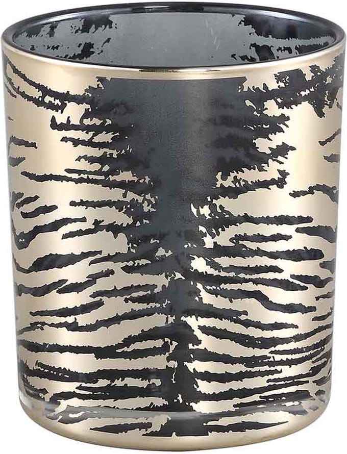 PTMD Djenna Ronde Theelichthouder Zebra - H10 x Ø9 cm - Glas - Goud