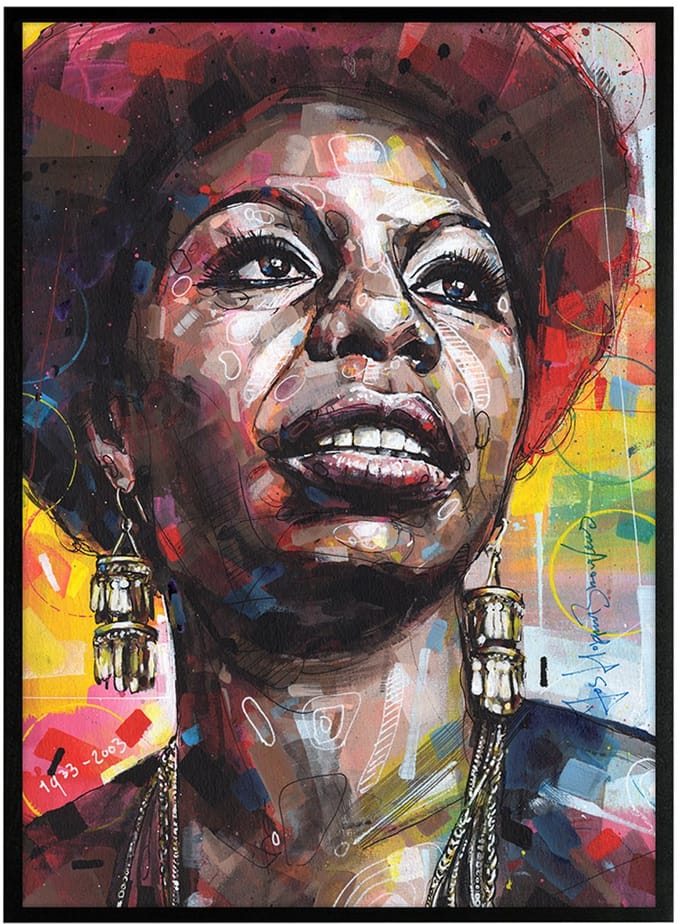 Nina Simone print 51x71 cm *ingelijst & gesigneerd