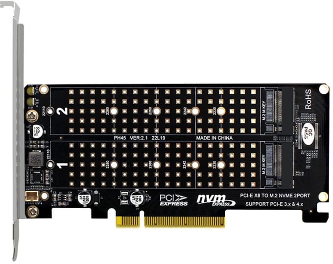 Allecto - 2 in 1 Adapter - M.2 naar PCIE - Harde Schijf Uitbreiding - Desktop Moederbord - Uitstekende Stabiliteit - Geschikt voor SSD's ...
