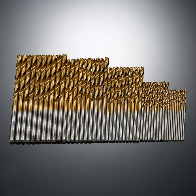 50 stuks HSS Plating Titanium Twist Boorbitset Metrisch Systeem 1.0-3.0mm High Speed Steel Titanium