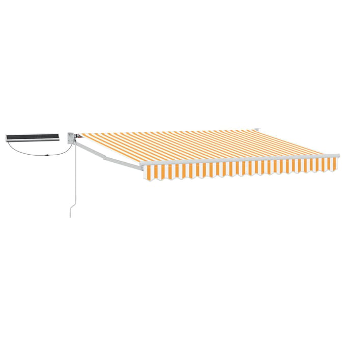 vidaXL - Elektrisch - Uitschuifbare - Zonneluifel - Geel - en - Wit - 3,5 - x - 2 - m