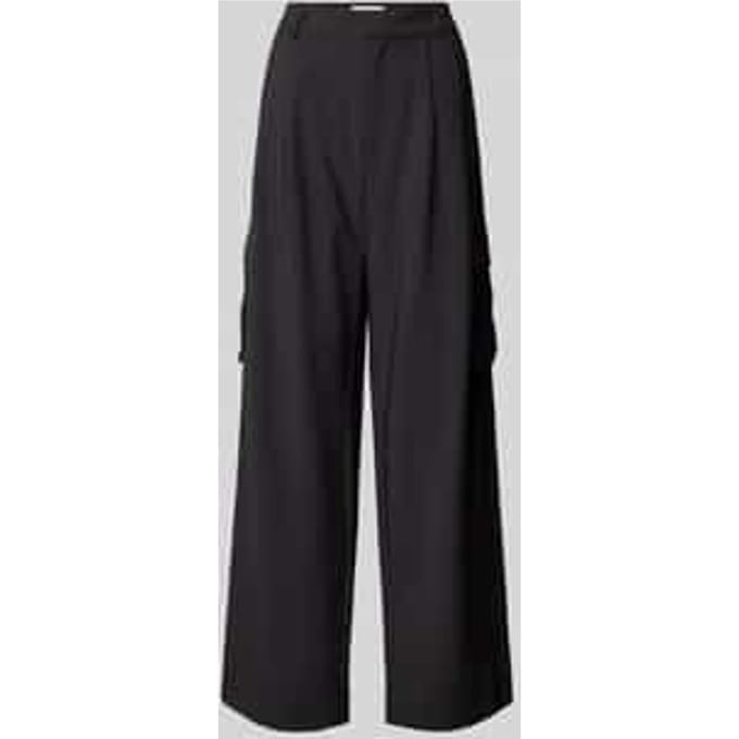Wide leg bandplooibroek met cargozakken, model 'Valo'