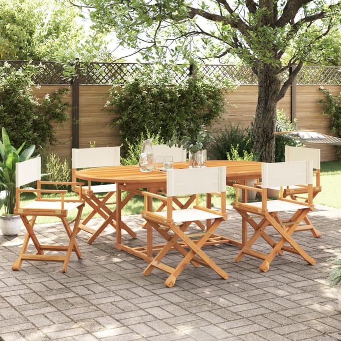vidaXL - Inklapbare - stoelen - 6 - st - stof - crèmewit