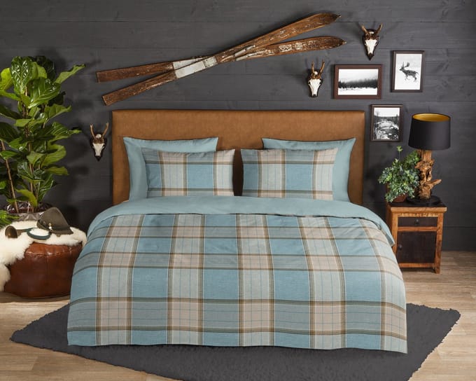Good Morning dekbedovertrek ruit - 2 persoons 200x200/220 cm - Multi - 100% Katoen flanel