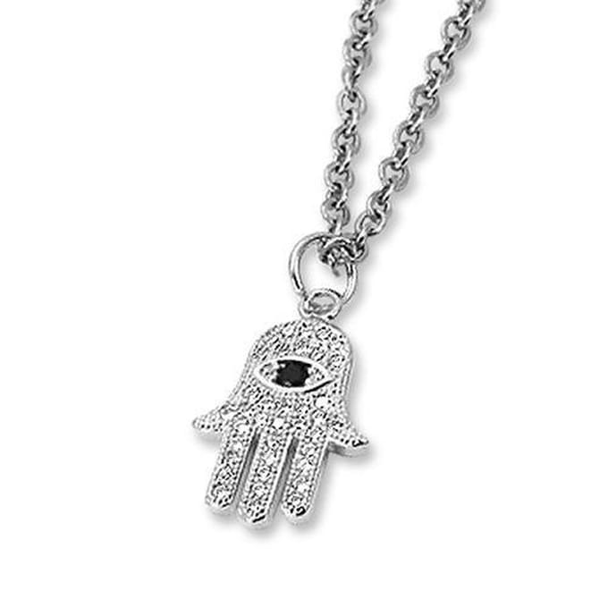 Amanto Ketting Evy Black - 316L Staal - Hand van Fatima - 17x11mm - 45cm