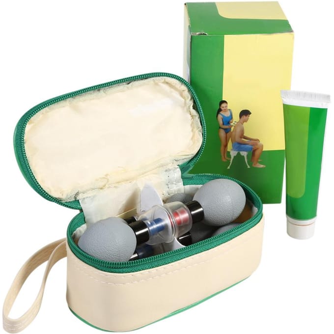 8-delige Set Vijf Lijnen Naald Huishoudelijke Vacuüm Magnetische Therapie Acupressuur Zuig Cuppingen beige