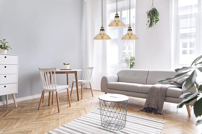 Hubert MDM-2381/3 Hanglamp - Staal, Glas, Amber