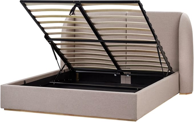 MONESTIER - Tweepersoonsbed - Taupe - 160 x 200 cm - Polyester