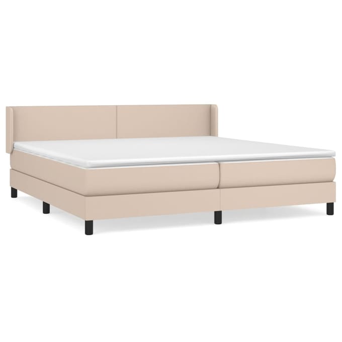 vidaXL - Boxspring - met - matras - kunstleer - cappuccinokleurig - 200x200 - cm