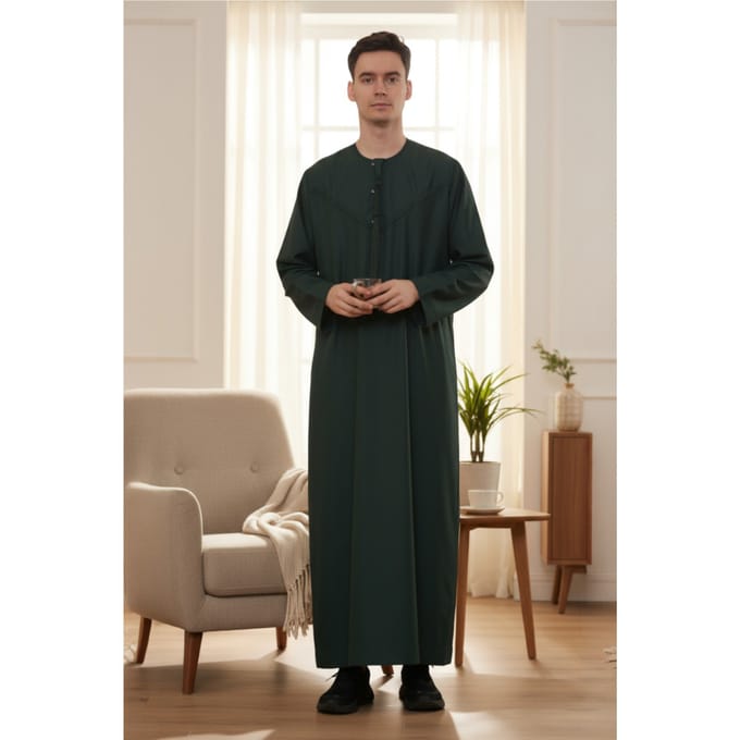 Heren groene Eid Marokkaanse Jubba Robe Djellaba Ramadan Eid Thobe LFS-HM11