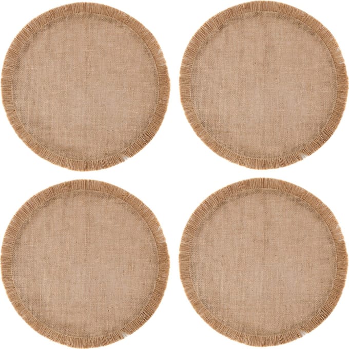Placemats, Set van 4 Stuks, Rond, Jutte, Geweven, 38 CM, Naturel - Mikasa