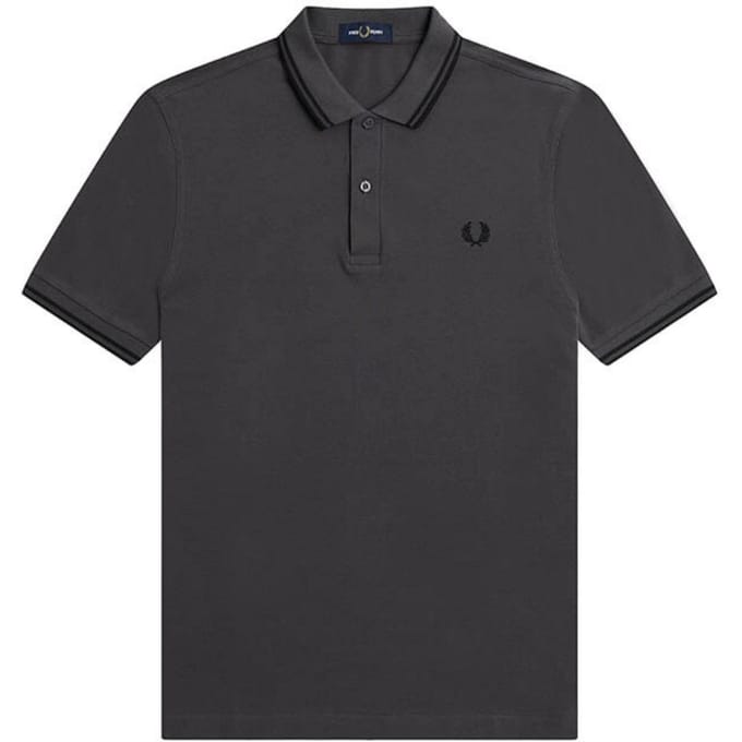 Fred Perry zwart grijs poloshirt met dubbele getipte kraag