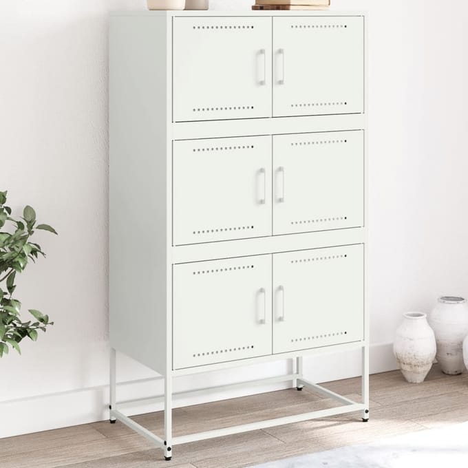vidaXL - Dressoir - 68,5x38,5x123,5 - cm - staal - wit