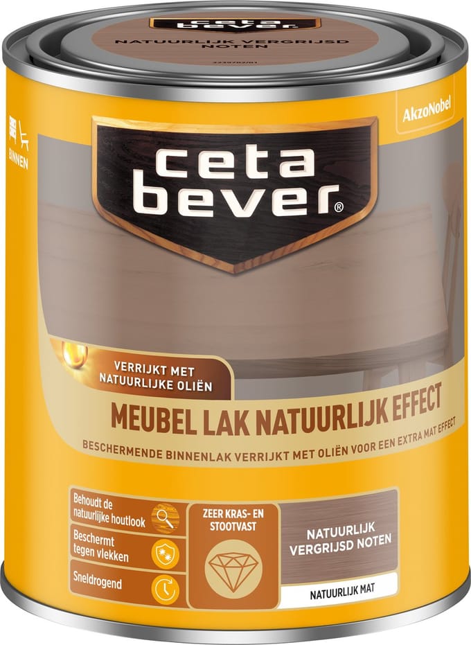 Cetabever - Meubellak Natuurlijk Effect - Natuurlijk Vergrijsd Noten - 750 Ml
