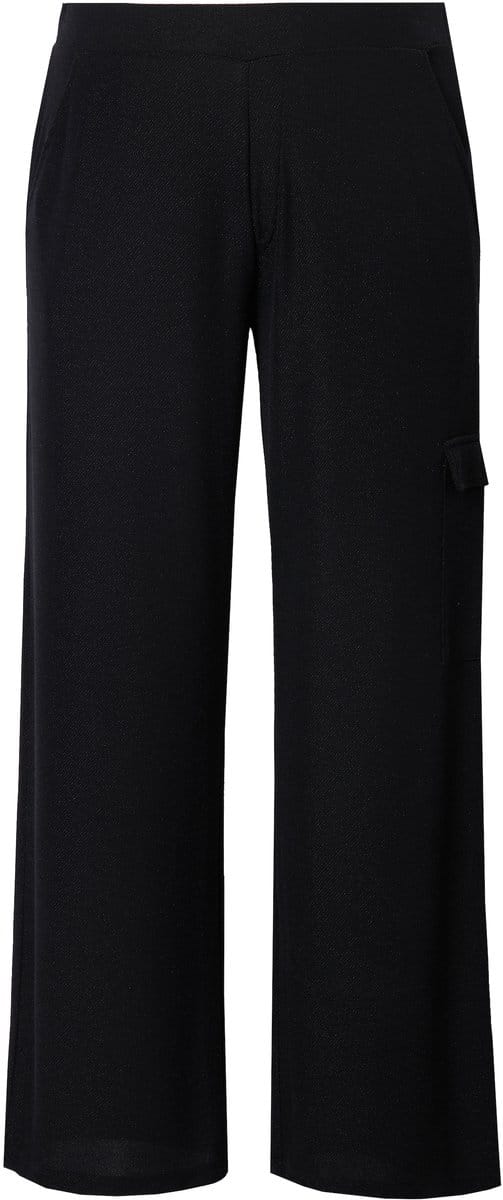 MIAMODA - Dames - Cargobroek straight fit glittereffect - Zwart - Maat 44