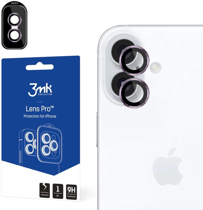 3mk Lens Protection Camera Cover with Pink Frame for iPhone 16 / 16 Plus