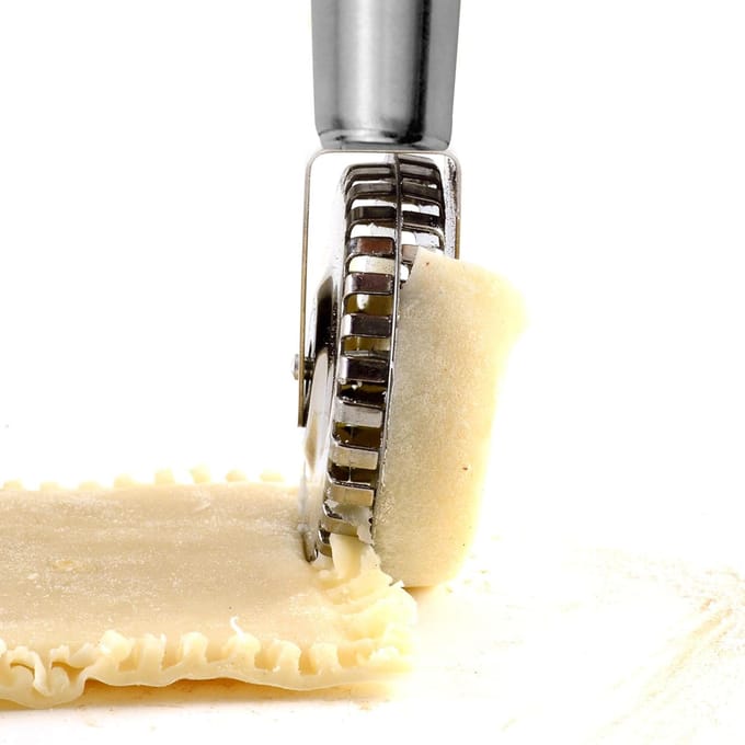 Roestvrijstalen Deegroller Randafdichting Embossingsmes Taartvulling Dumpling Dubbelzijdig Rollend Kantensnijmes zilver
