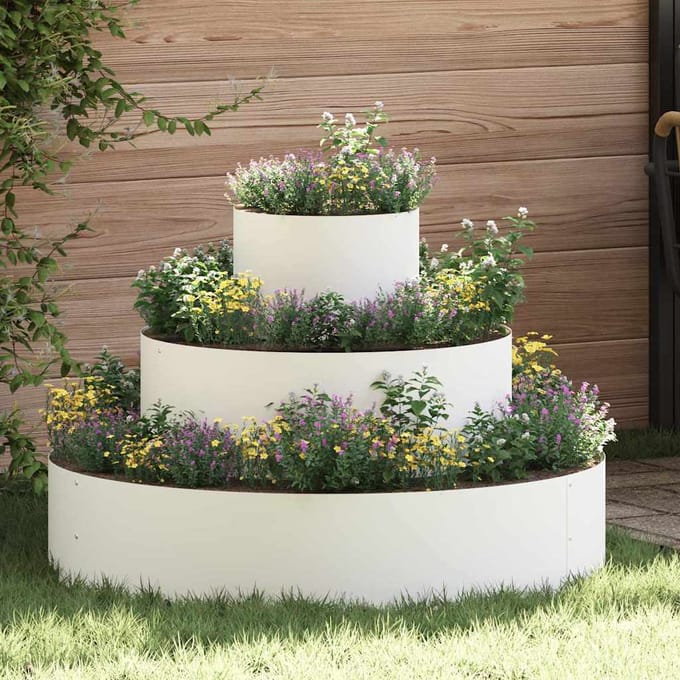 vidaXL - Plantenbak - Wit - 90 - x - 90 - x - 20 - cm - Koudgewalst - staal