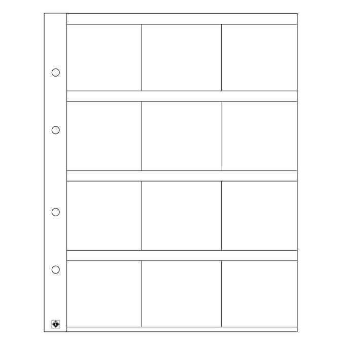 OPTIMA - Muntblad - Muntvellen, voor 12 munthouders 50x50 mm, transparant