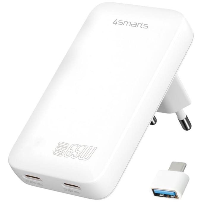 4smarts FlatPlug 65W Power Delivery Dual Quick Charge USB-C Oplader Wit