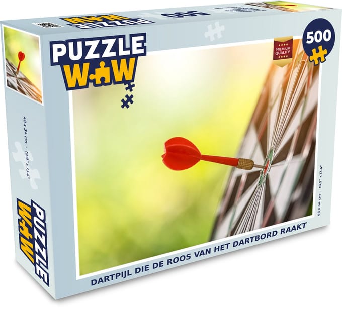 Puzzel Dartpijl die de roos van het dartbord raakt - Legpuzzel - Puzzel 500 stukjes