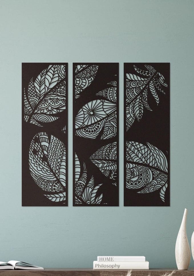 Wanddecoratie | Veren 3-luik - L (60x60cm)