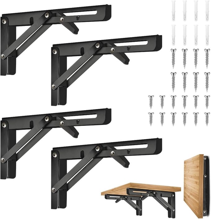 Wandklapconsoles 4 stuks - Roestvrij Staal voor Planken