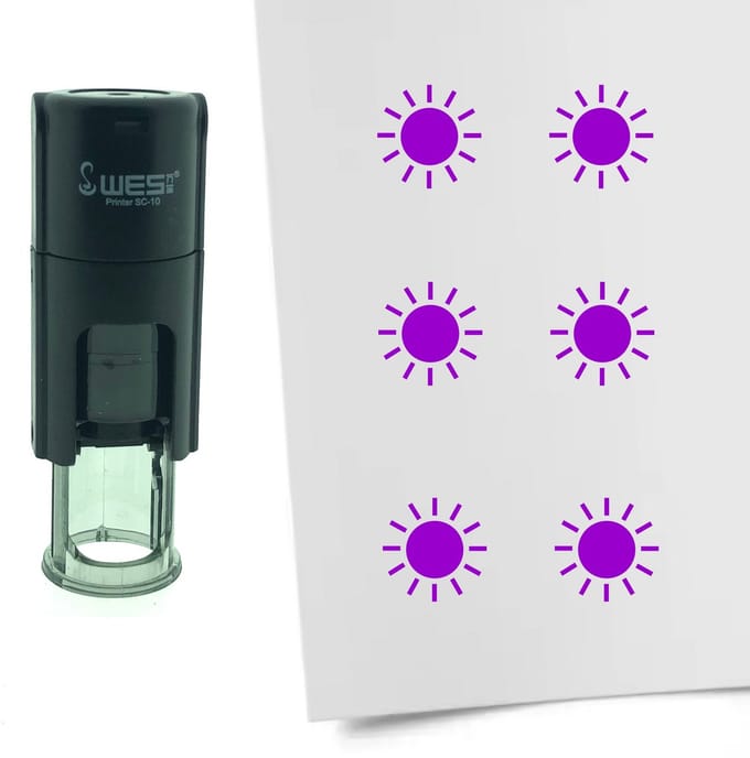 CombiCraft Stempel Zon 10mm rond - paarse inkt