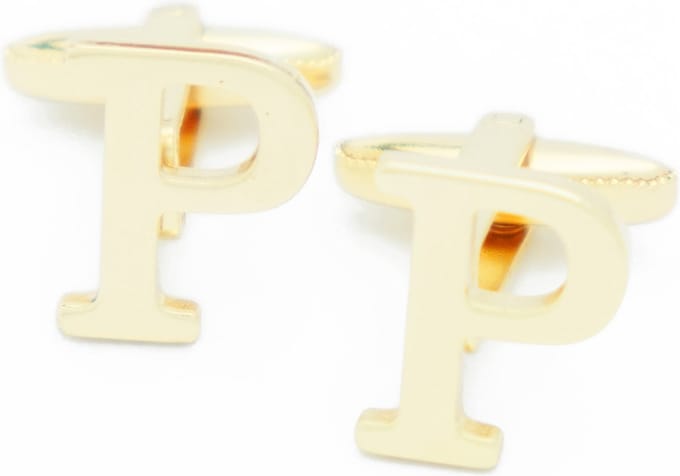 Manchetknopen - Letters Initialen Letter P Goudkleurig
