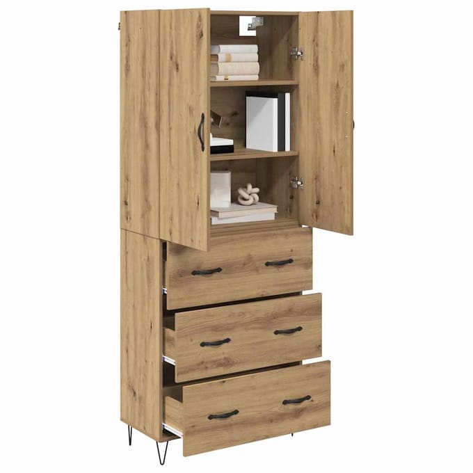 vidaXL - Highboard - 2 - st - Artisan - Eiken - 69,5 - x - 34 - x - 180 - cm - Bewerkt - hout