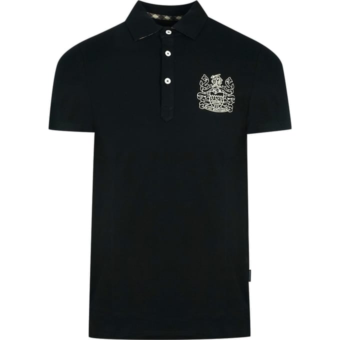 Aquascutum Aldis Crest borstlogo zwart poloshirt
