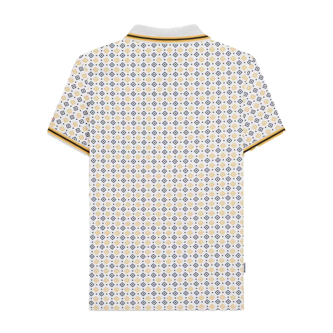 Lambretta Heren Geometrisch Poloshirt (Wit/Navy/Smoke Blue)