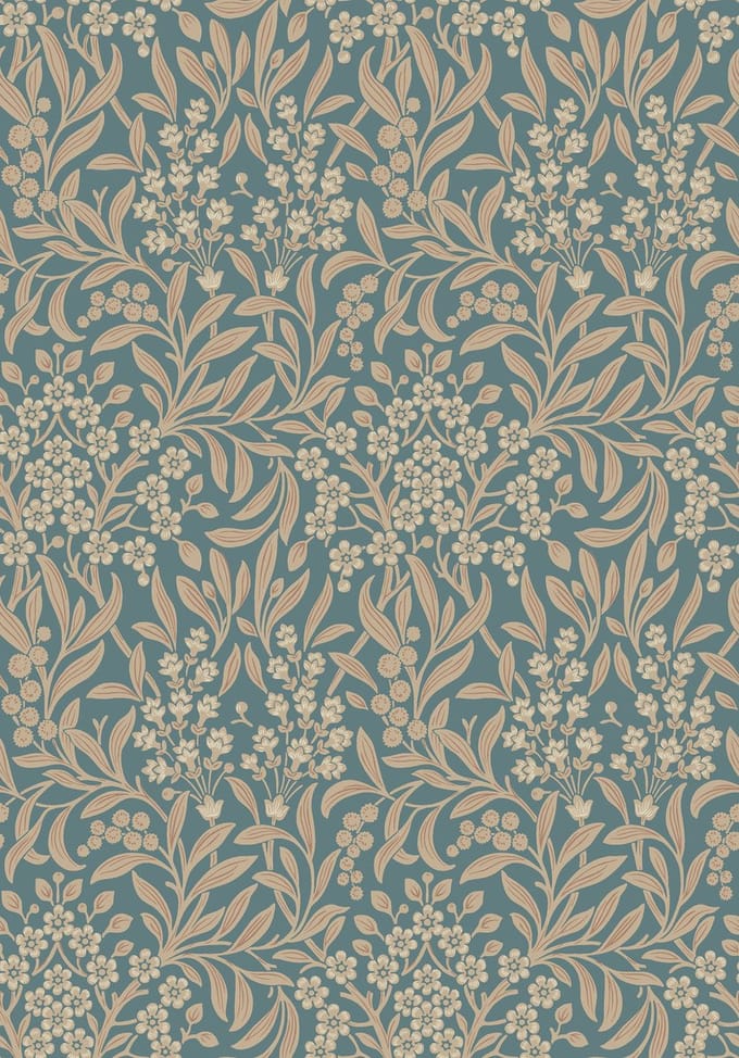 Boråstapeter Vliesbehang 4187 - Alla Tiders Hus - Botanisch Blauw - 53cm x 10.05m