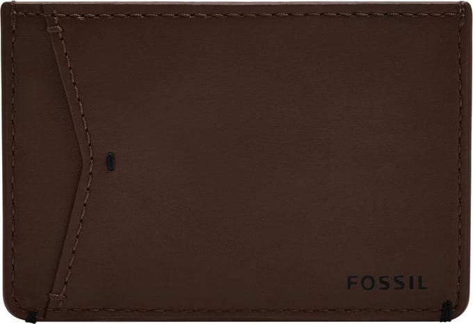 FOSSIL Kaarthouder Joshua Vegan Cactus Card Case Espresso Donkerbruin