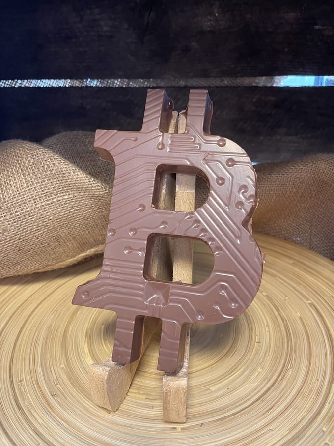 Bitcoin Chocoladeletter | Chocola bitcoin | Cadeau financieel | Melk Chocolade