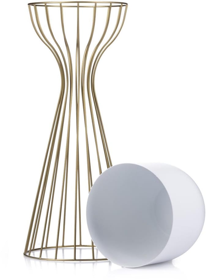 HowHomely - Moderne Loft Bloemenstandaard - 56 cm - Goud Wit - Staal