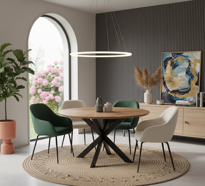 Ronde Eetkamertafel Mangohout 120 cm - Novihome