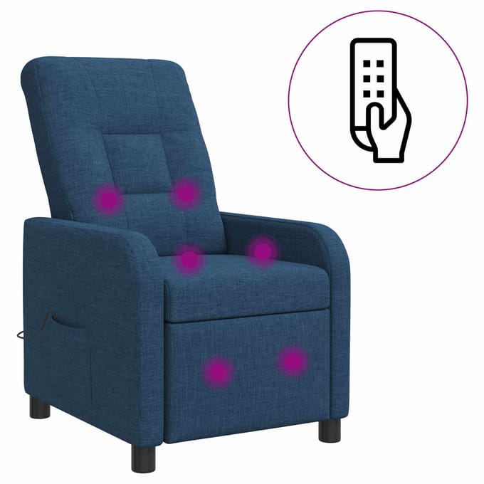 vidaXL - Massage - Relaxstoel - Blauw - Stof
