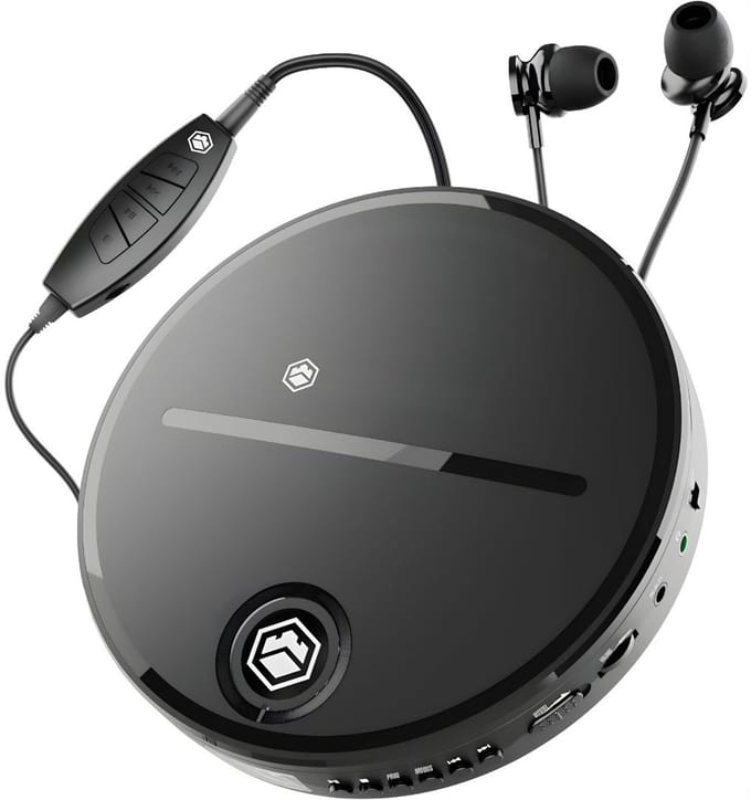 KAD® CD Speler - Compacte Portable CD Speler - CD Walkman met Anti-Skip - Zwart - 15cm x 15cm x 3cm