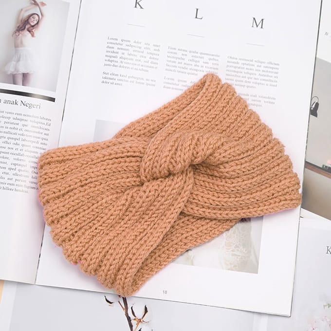 Hoofdband - Haarband - Hoofd band - Oorwarmer - Oker/geel/bruin - Winter - Wintermode - Muts