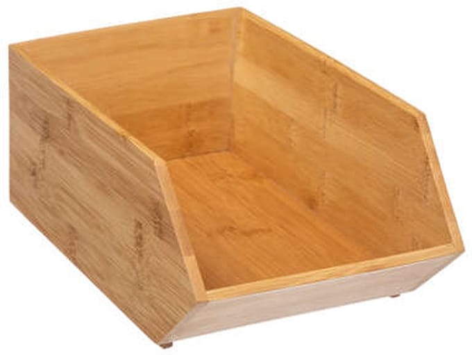 5Five Stapelbare opbergmand 1 vaks organizer - L18 x B31 x H12 cm - bamboe hout - lichtbruin