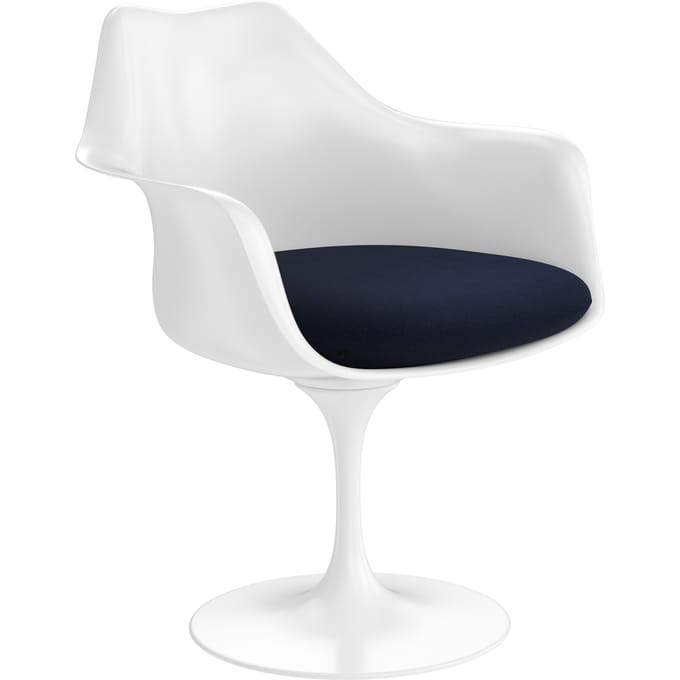 Knoll International Saarinen Tulip Armleunstoel - Hallingdal 65 (764) - night blue - wit
