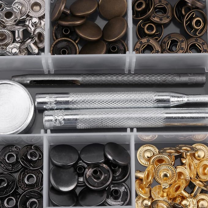 40 Sets Drukknop Drukknoop Popper Sluiting met Zetgereedschap voor Kleding (633#12MM) gray