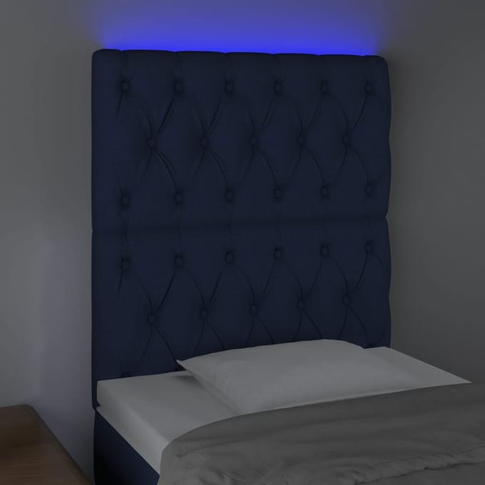 vidaXL - Hoofdbord - LED - 80x7x118/128 - cm - stof - blauw