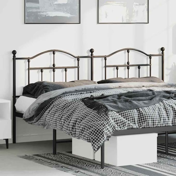 vidaXL - Vervangend - hoofdbord - 193 - cm - metaal - zwart
