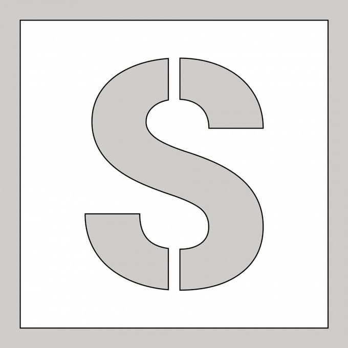 Spuitsjabloon letter S - dibond 500 x 500 mm