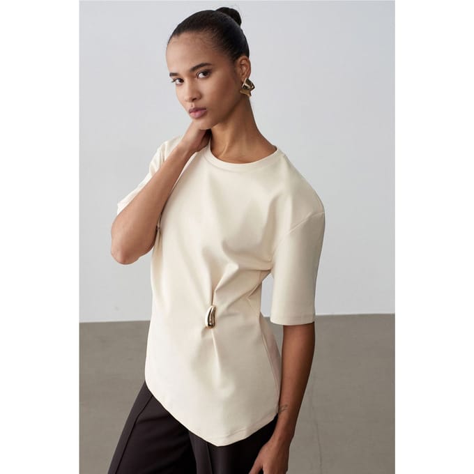 Dames T-shirt met ronde hals en korte mouwen