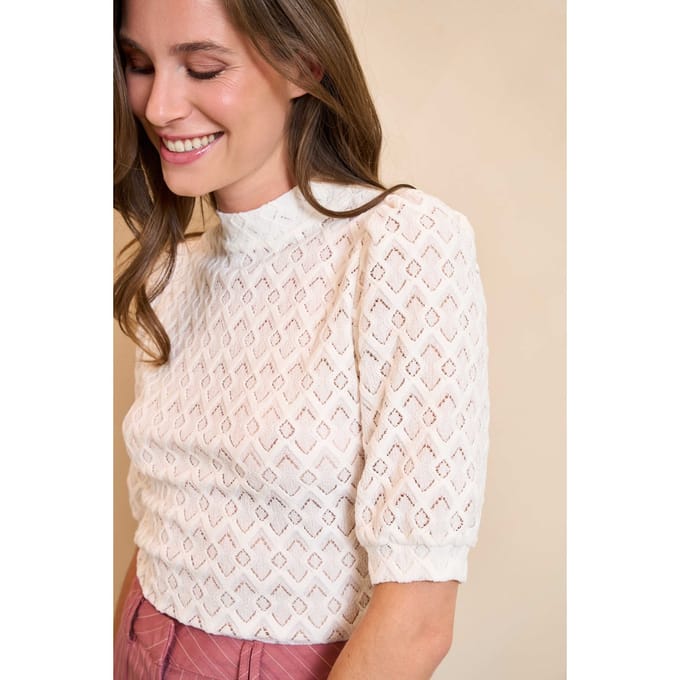 Lofty Manner T-shirt Top Mire Ra05 115 Ecru Dames Maat - XS